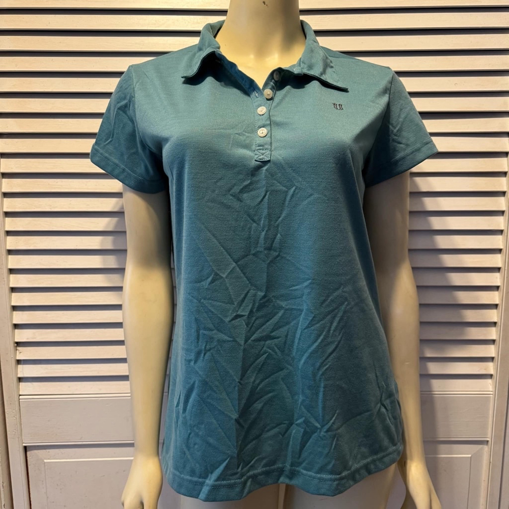Women's Eleven Polo Shirt Size L Teal Short Sleeve